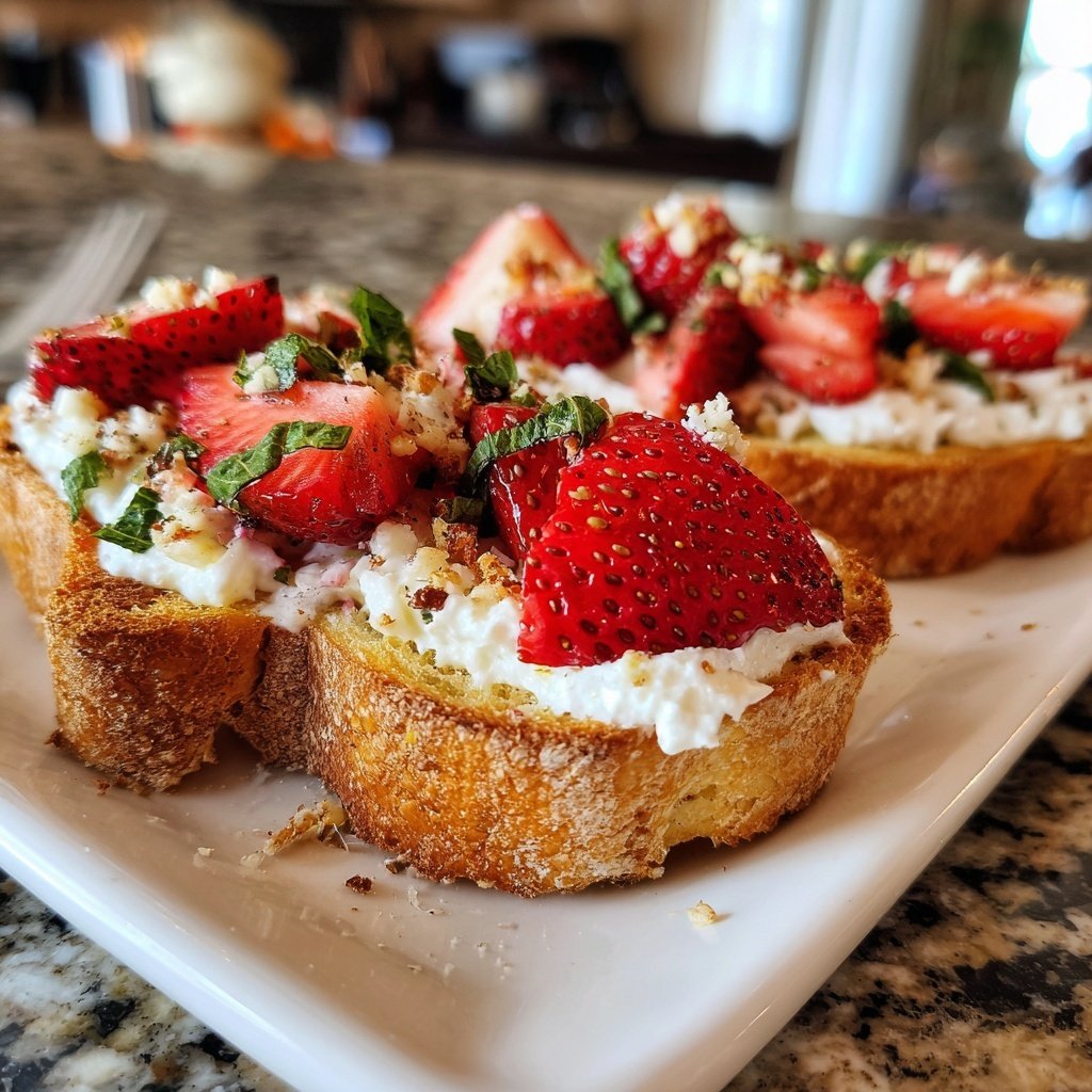 Bruschetta with Strawberries and Cream Cheese
