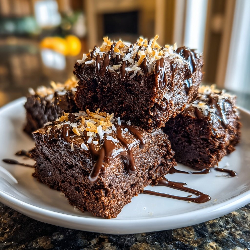 Chocolate Coconut Fudge Squares