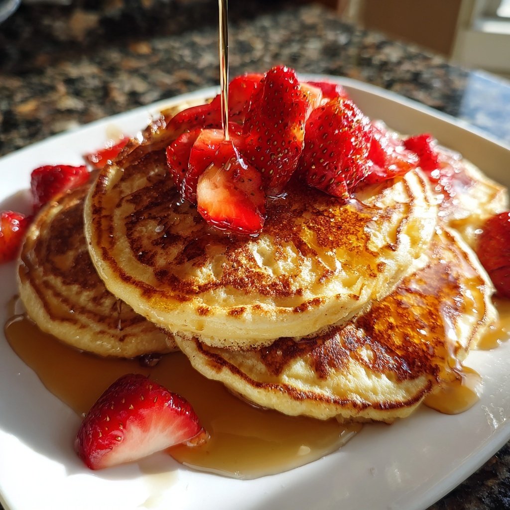 Valentines Breakfast Strawberry Pancakes