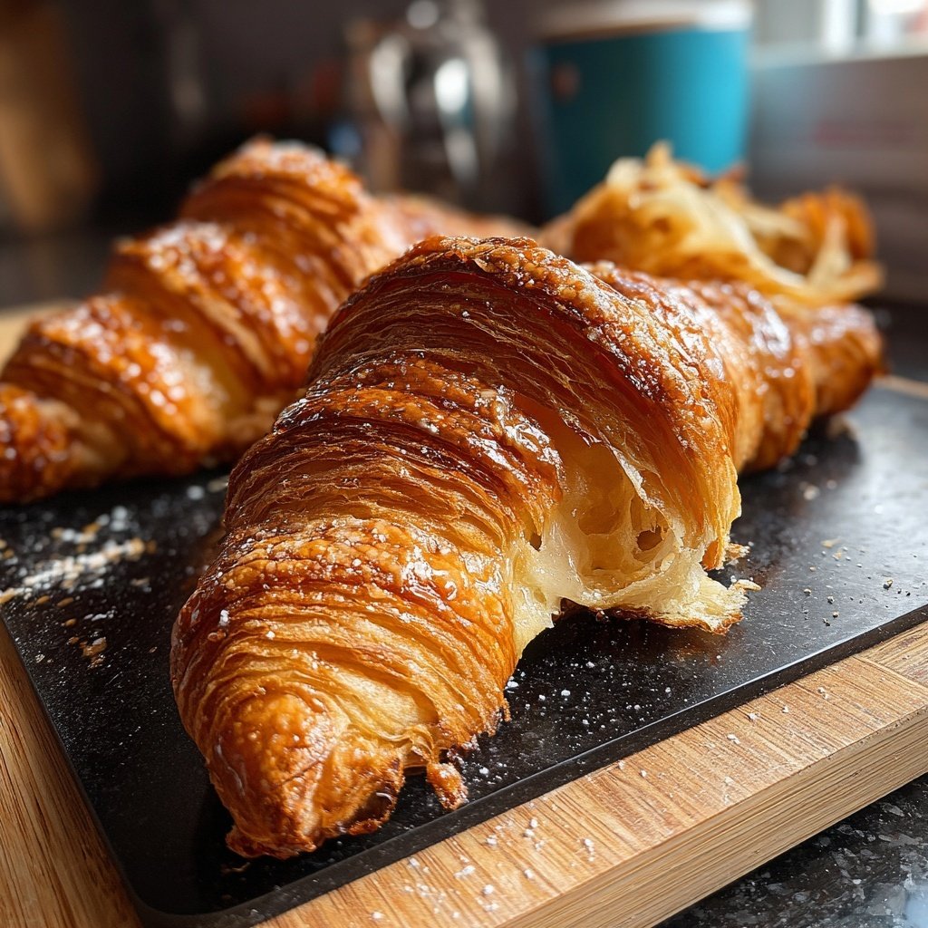 Flaky Breakfast Croissants With Butter