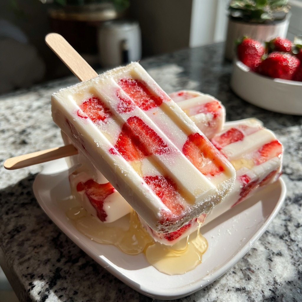 Strawberry Yogurt Breakfast Popsicles