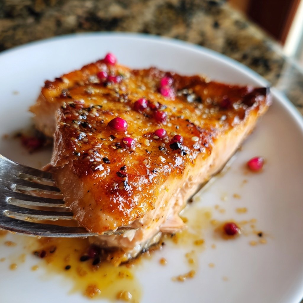 Honey Glazed Salmon with Pink Peppercorns