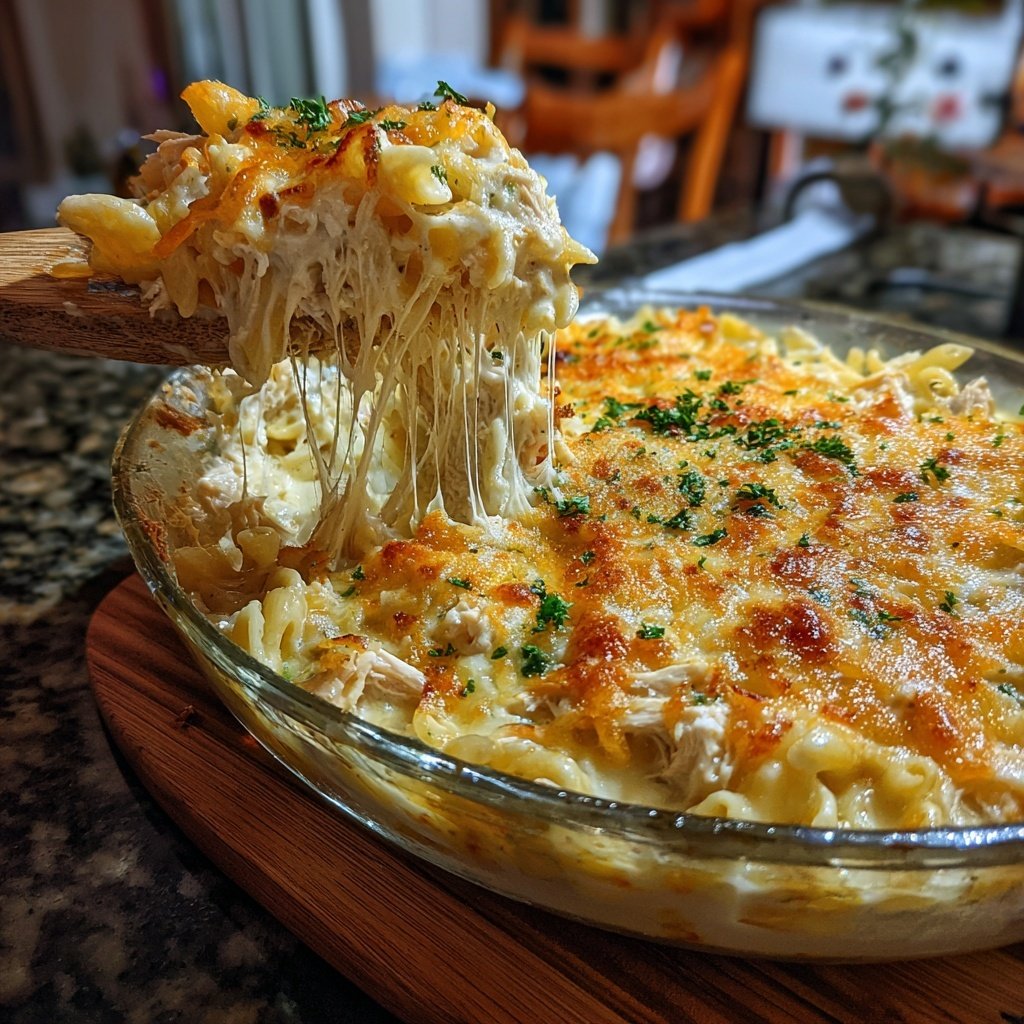 Rotisserie Chicken Alfredo Casserole