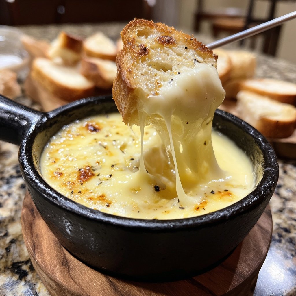 Fondue with Swiss Cheese and Garlic