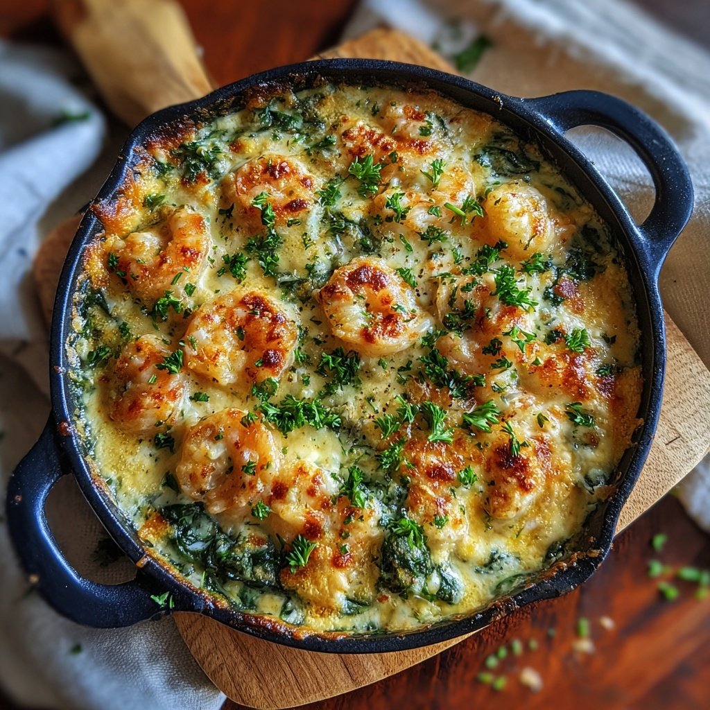 Shrimp Spinach Alfredo Bake