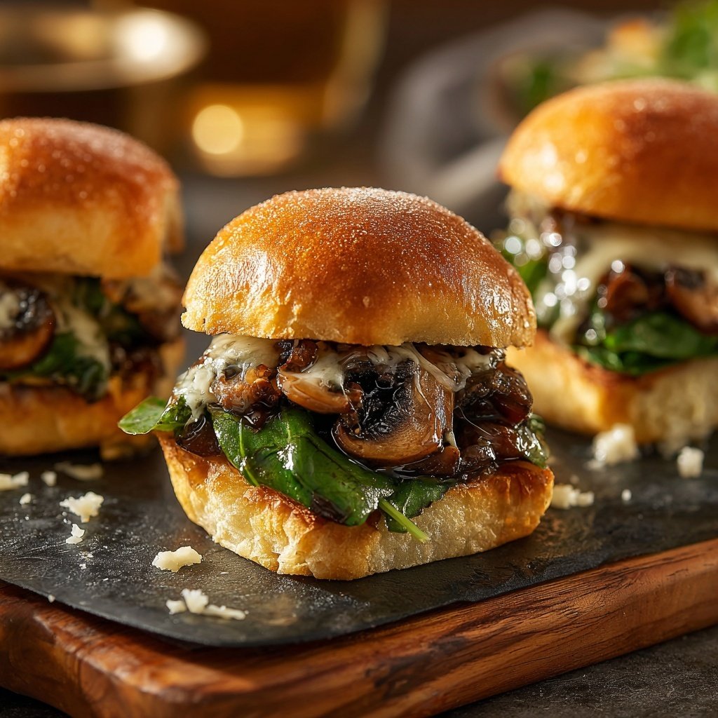 Veggie Sliders with Caramelized Mushrooms